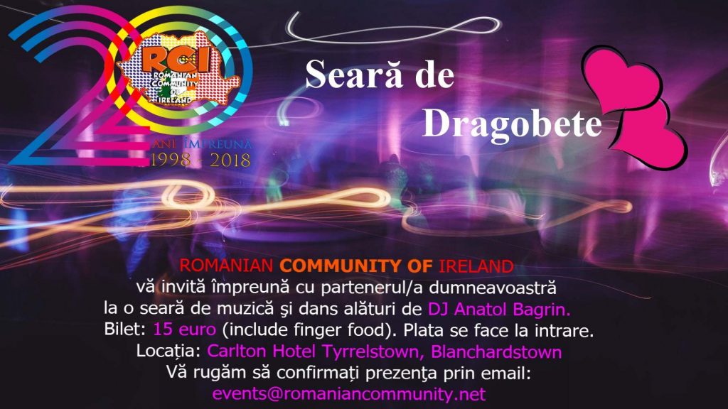 Seară de Dragobete - Carlton Hotel Blanchardstown, 24 februarie 2018