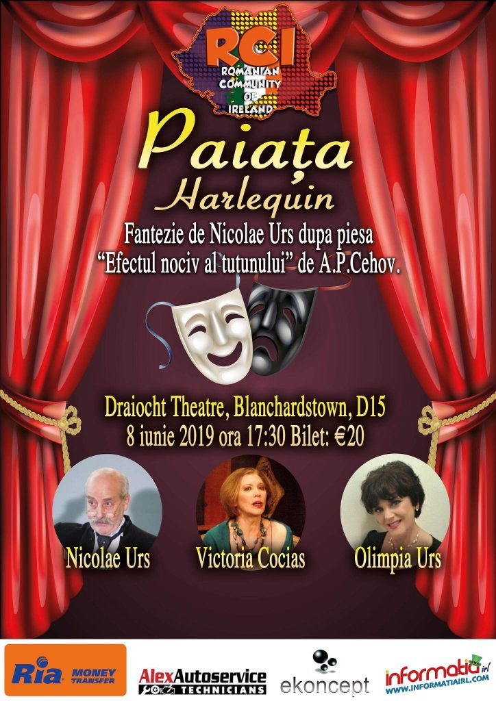 Invitație la teatru, Paiața, 8 iunie 2019, Teatrul Draiocht Blanchardstown